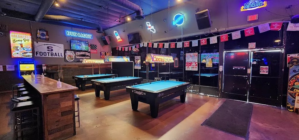 Three 7-foot Diamond coin-op pool tables in a row at Gardens Bar and Grill